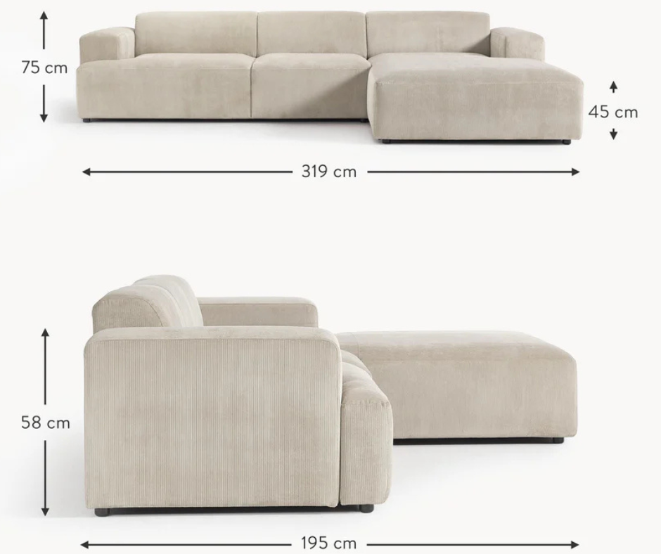 Canapé d'angle 3 places en velours côtelé – Image 5