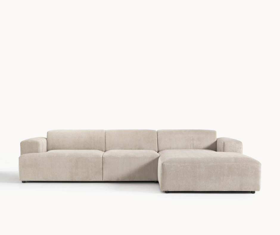 Canapé d'angle 3 places en velours côtelé – Image 4